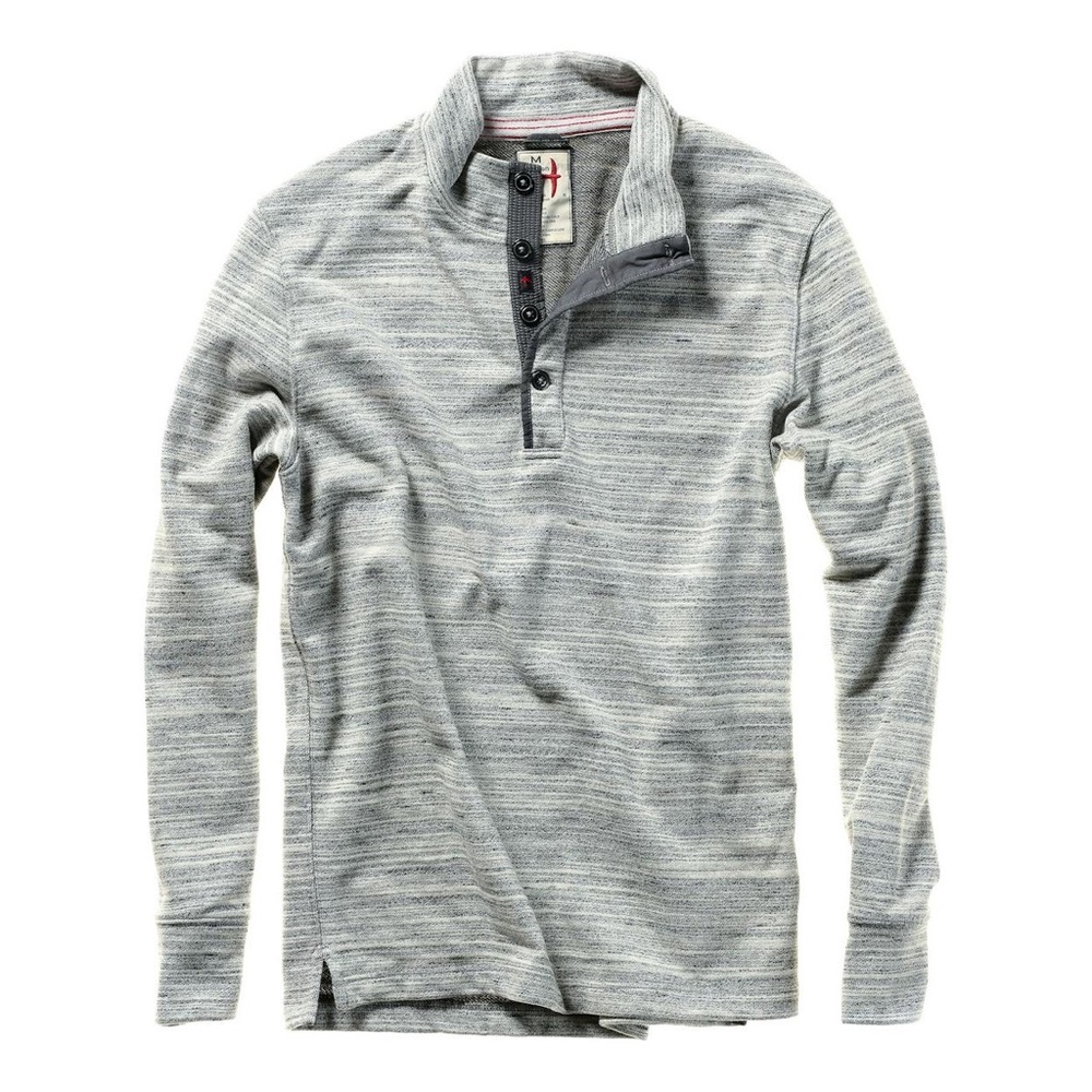 Relwen Loop Back Mock - Sweater Mens Size Large Gray Heather Henley